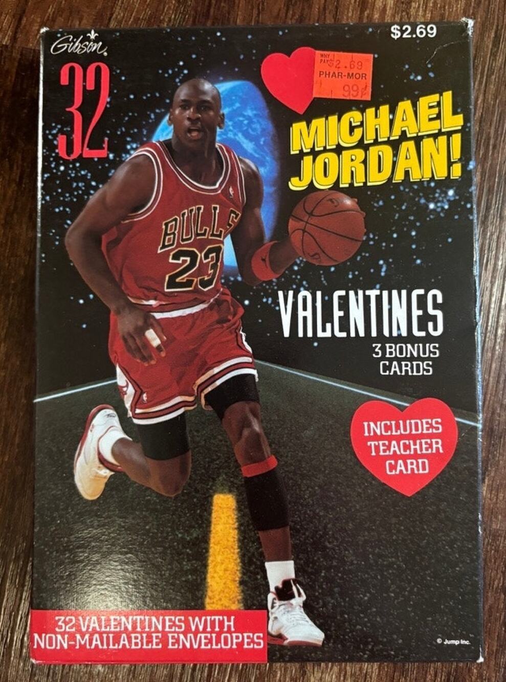 Vintage 1991 Michael Jordan Valentines Day Cards Sealed Box Chicago Bulls Gibson